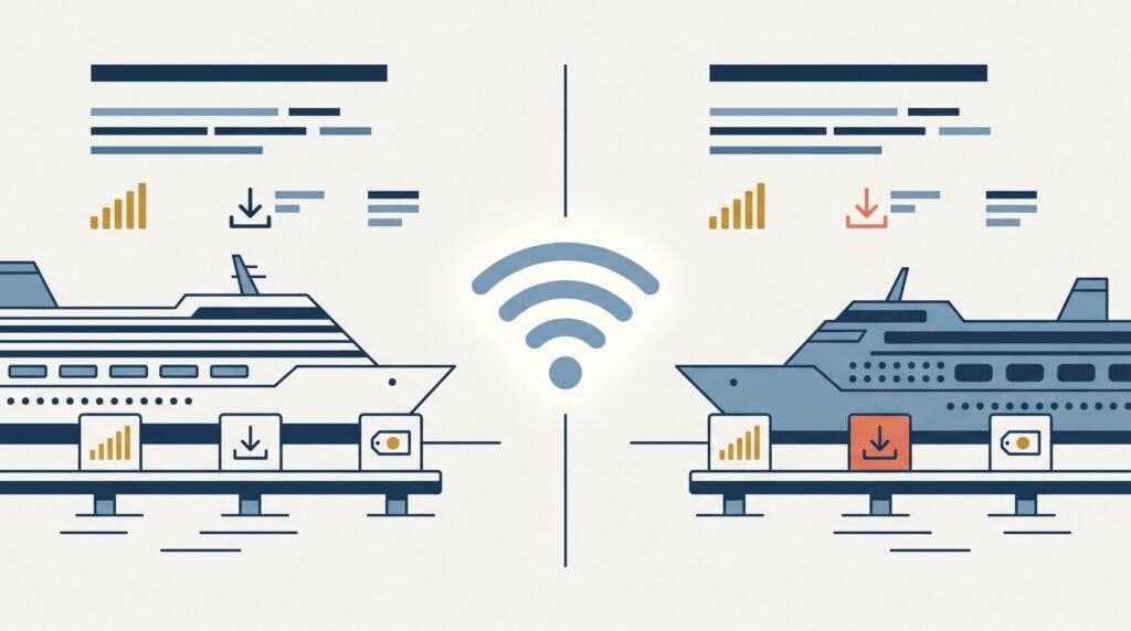 A side-by-side comparison graphic of a strong signal against a weak one, the same trade-off behind whether sharing plans actually costs less.