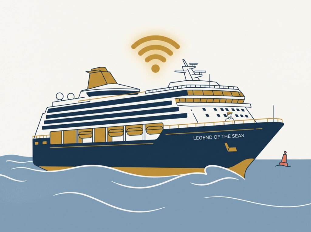 A cruise ship sailing at open sea — the moment your phone can trigger roaming charges at sea without you touching it.